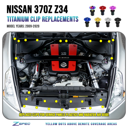 ZSPEC Plastic-Clips Replacement Kit for '09-20 Nissan 370z Z34, Grade-5 Titanium - Howling Moto