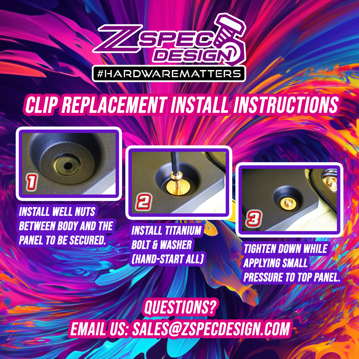 ZSPEC Plastic-Clips Replacements for Z1 Motorsports '09-20 Nissan 370z Z34 Radiator Guide, Titanium - Howling Moto
