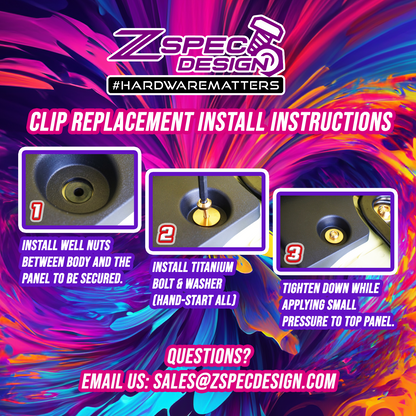 ZSPEC Plastic-Clips Replacements for Z1 Motorsports '09-20 Nissan 370z Z34 Radiator Guide, Titanium - Howling Moto