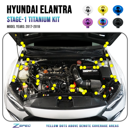 ZSPEC Stage-1 Dress Up Bolts® Fastener Kit for '17-18 Hyundai Elantra, Titanium - Howling Moto