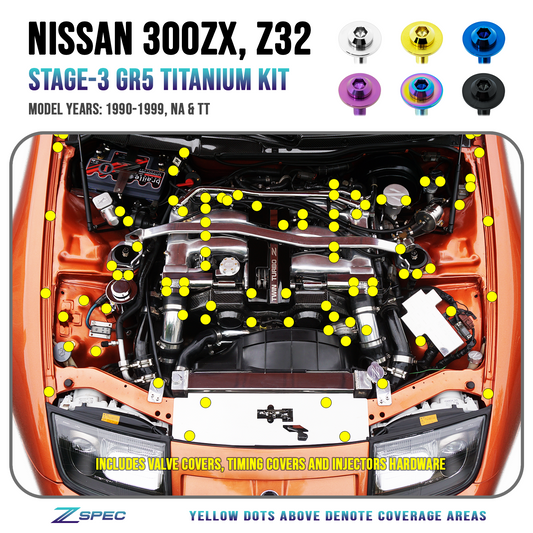 ZSPEC Stage-3 Dress Up Bolts® Hardware Kit for Nissan 300zx Z32, Titanium - Howling Moto