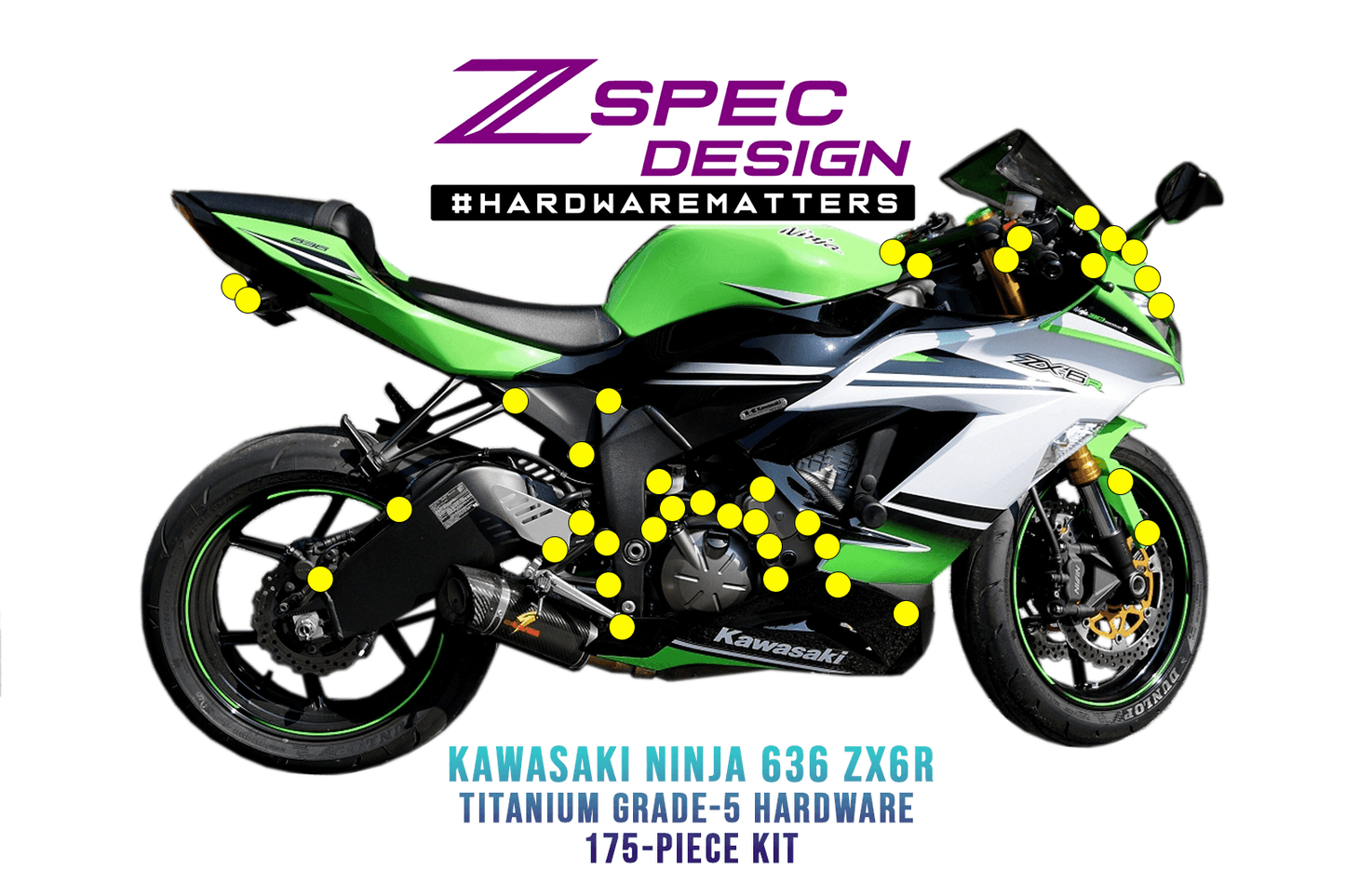 ZSPEC Titanium Dress Up Bolts® Fastener Kit for the Kawasaki Ninja 636 ZX6R - Howling Moto