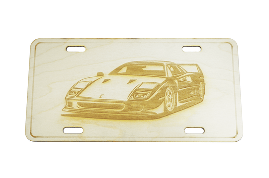 ZSPEC Ferrari F40 Sports Car License Plate, Birch, Ornament for Office, Garage or Man-Cave - Howling Moto