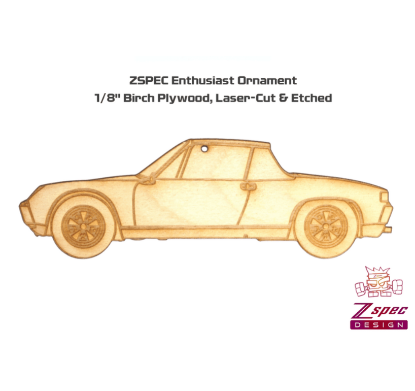 ZSPEC Laser-Engraved Birch Ornament, Style: Porsche 914, ~5-inch Wide - Howling Moto