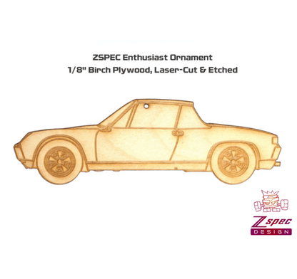 ZSPEC Laser-Engraved Birch Ornament, Style: Porsche 914, ~5-inch Wide - Howling Moto