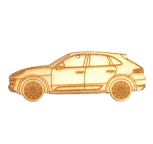 ZSPEC Laser-Engraved Birch Ornament, Style: Porsche Cayenne S, ~5-inch Wide - Howling Moto
