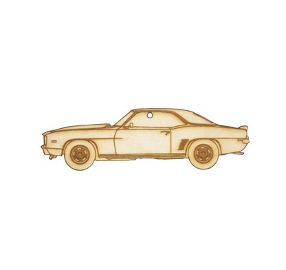 ZSPEC Laser-Engraved Wood Ornament, Style: Classic Camaro, Birch, ~5-inches Wide - Howling Moto