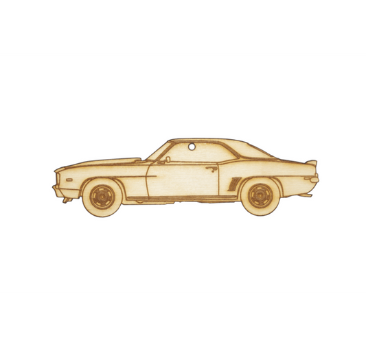 ZSPEC Laser-Engraved Wood Ornament, Style: Classic Camaro, Birch, ~5-inches Wide - Howling Moto
