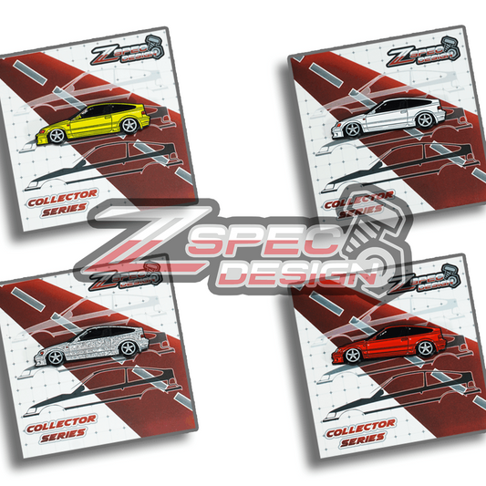 Honda CRX (Red/White/Yellow/Glitter-Silver) Collector Lapel/Hat Pin - ZSPEC Design - Howling Moto