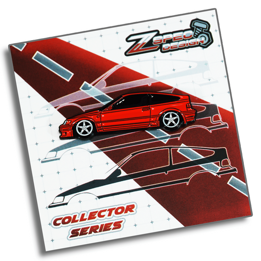 Honda CRX (Red/White/Yellow/Glitter-Silver) Collector Lapel/Hat Pin - ZSPEC Design - Howling Moto