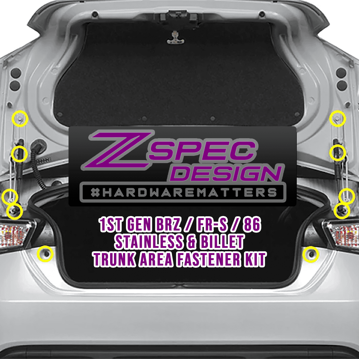 ZSPEC Trunk Dress Up Bolts® Kit for Scion FRS/Subaru BRZ/Toyota 86 '13-21, Stainless & Billet - Howling Moto