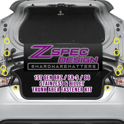ZSPEC Trunk Dress Up Bolts® Kit for Scion FRS/Subaru BRZ/Toyota 86 '13-21, Stainless & Billet - Howling Moto