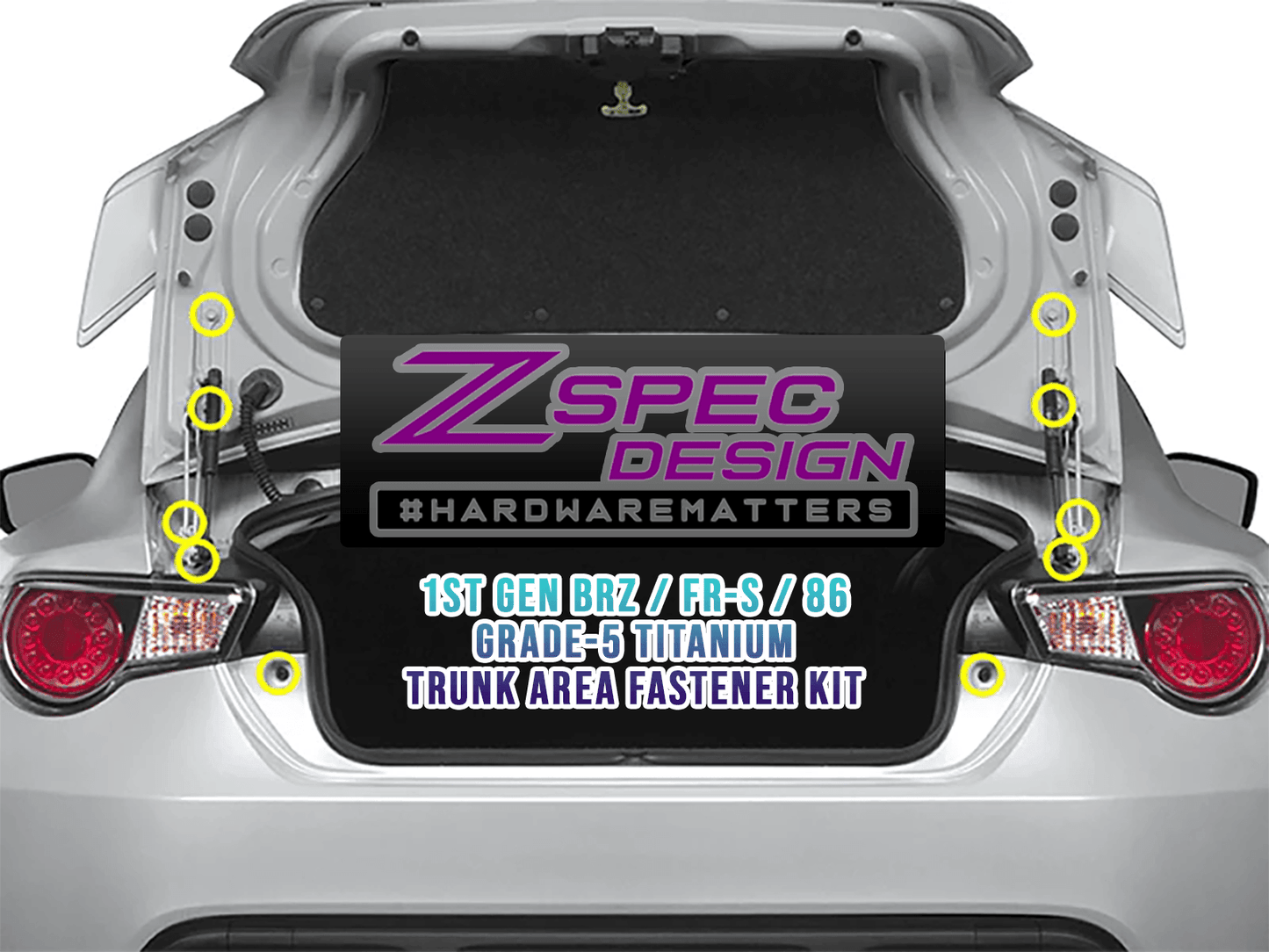ZSPEC Trunk Dress Up Bolts® Kit for '13-21 Scion FRS, Subaru BRZ, Toyota 86, Titanium - Howling Moto