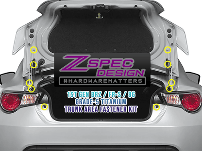 ZSPEC Trunk Dress Up Bolts® Kit for '13-21 Scion FRS, Subaru BRZ, Toyota 86, Titanium - Howling Moto