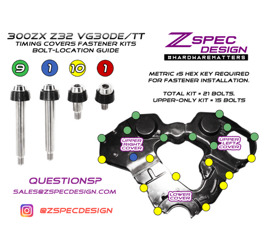 ZSPEC Shoulder-Bolt Timing Covers Fasteners w/ Bushings, Nissan 300zx Z32, Titanium - Howling Moto