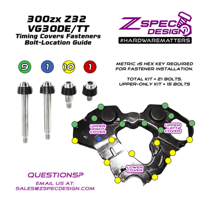 ZSPEC Shoulder-Bolt Timing Covers Fasteners, No Bushings, Nissan 300zx Z32, Titanium - Howling Moto
