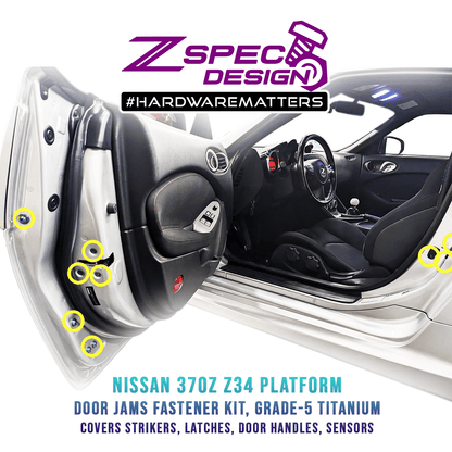 ZSPEC Dress Up Bolts® Fastener Kit, Door Jams Area for Nissan Z34 370z, Titanium - Howling Moto
