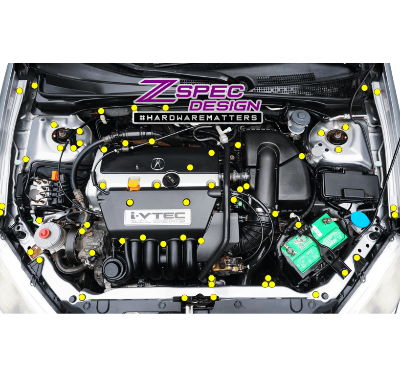 ZSPEC Stage-3 Dress Up Bolts® Fastener Kit for '01-07 Acura RSX 2.0L, Stainless & Billet - Howling Moto