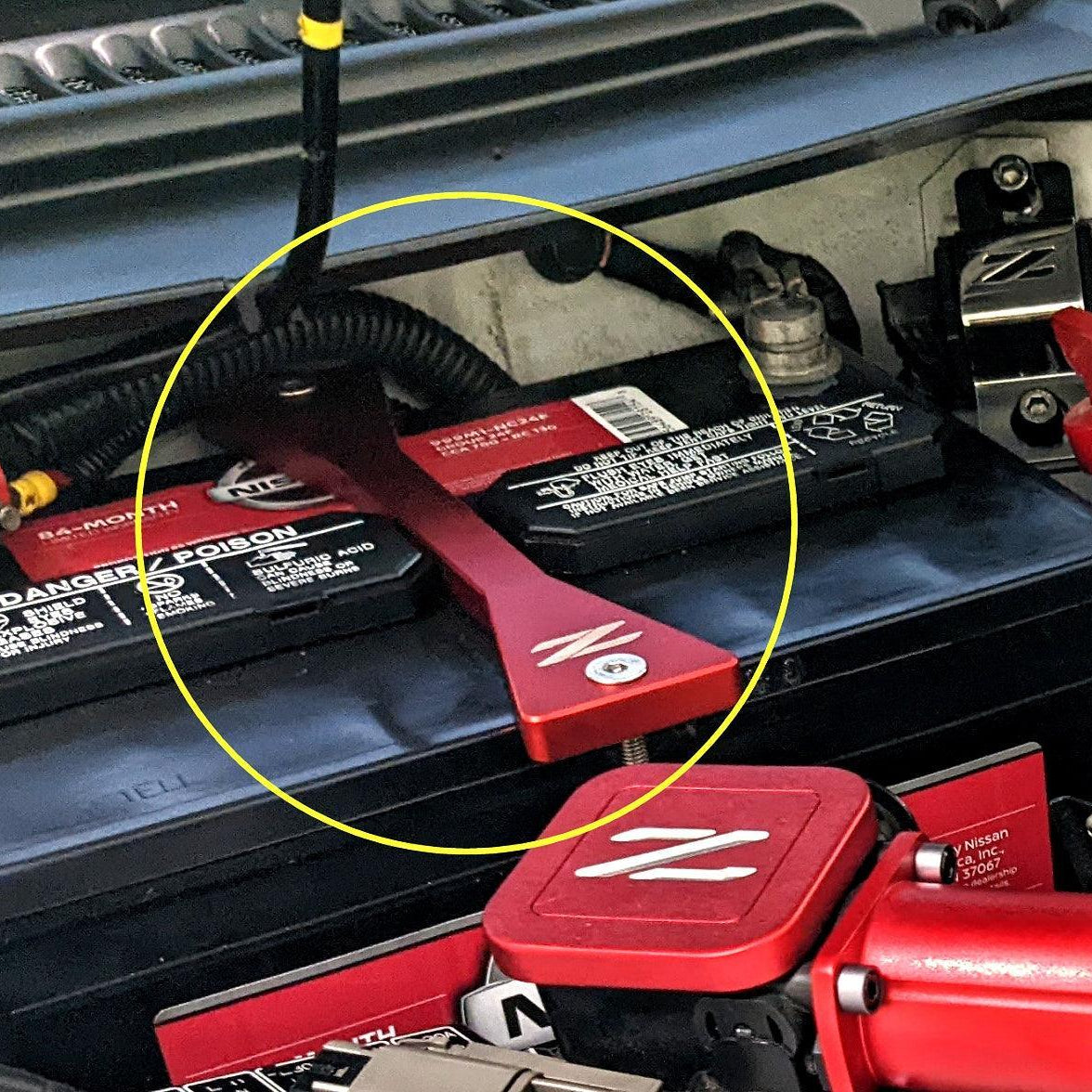 ZSPEC Battery Hold Down/Bracket for '90-96 Nissan Z32 300zx, Billet w/ Stainless Hardware - Howling Moto