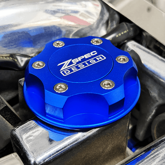 ZSPEC Billet Oil Filler Cap for Nissan/Infiniti/Datsun, Blue Cap w/ Titanium Accents - Howling Moto