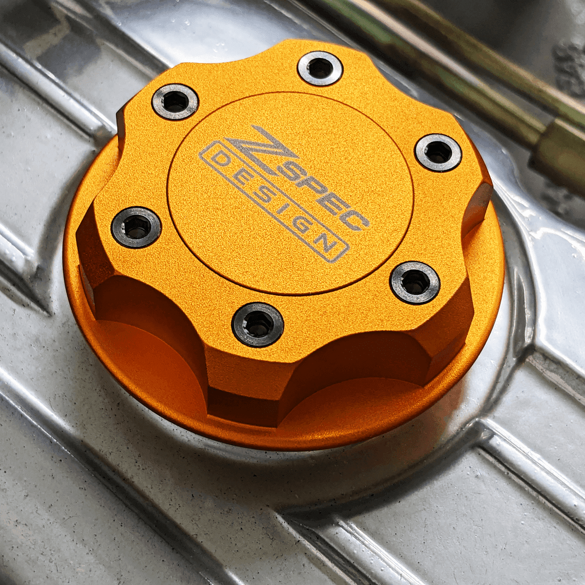 ZSPEC Billet Oil Filler Cap for Nissan/Infiniti/Datsun, Orange-Gold Cap w/Titanium Accents - Howling Moto