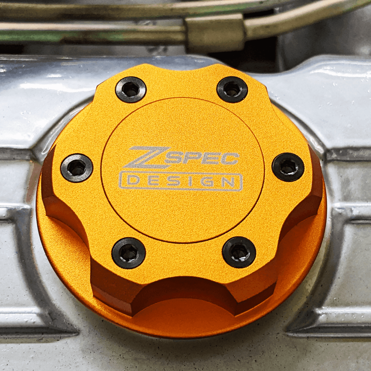 ZSPEC Billet Oil Filler Cap for Nissan/Infiniti/Datsun, Orange-Gold Cap w/Titanium Accents - Howling Moto