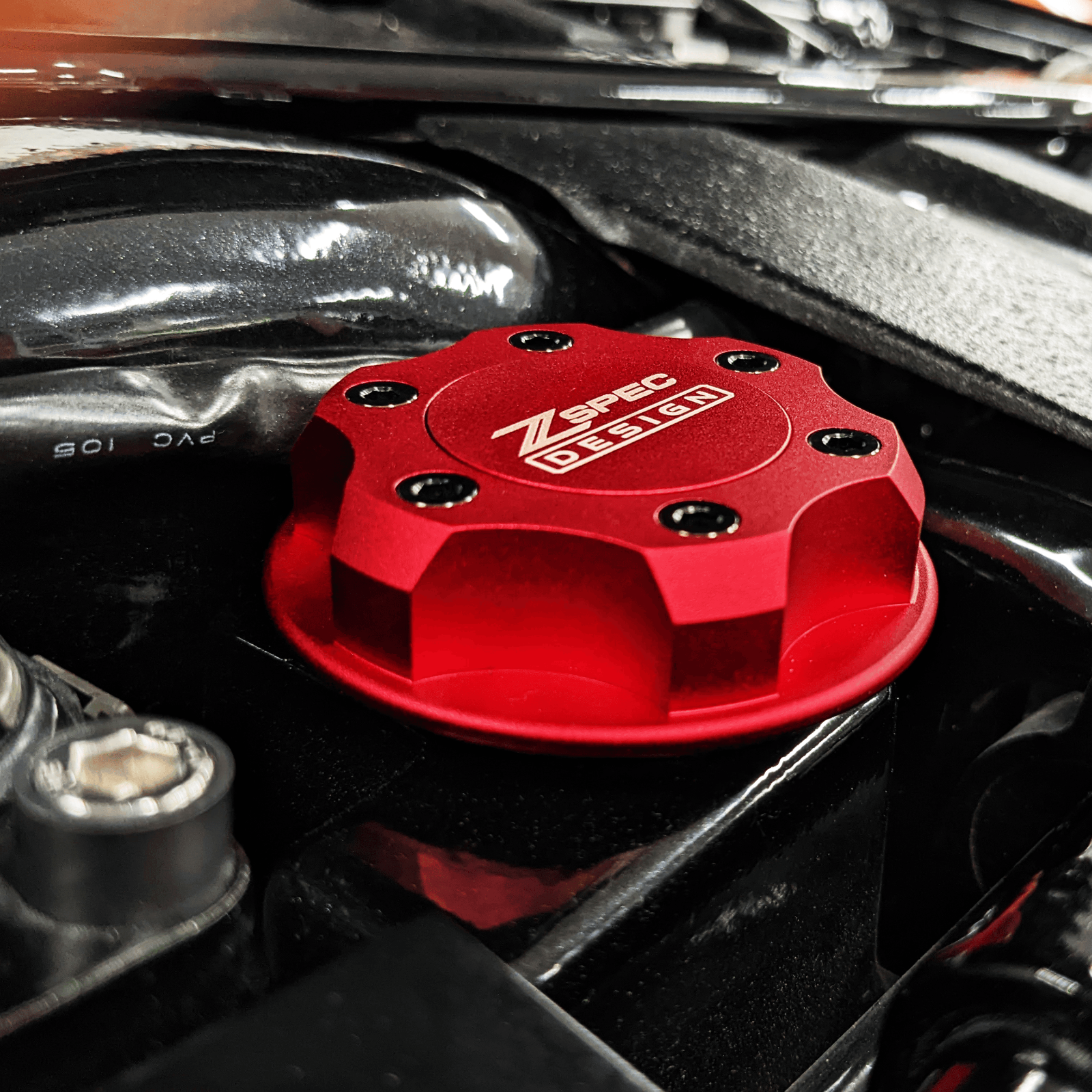 ZSPEC Billet Oil Filler Cap for Nissan/Infiniti/Datsun, Red Cap w/ Titanium Accents - Howling Moto
