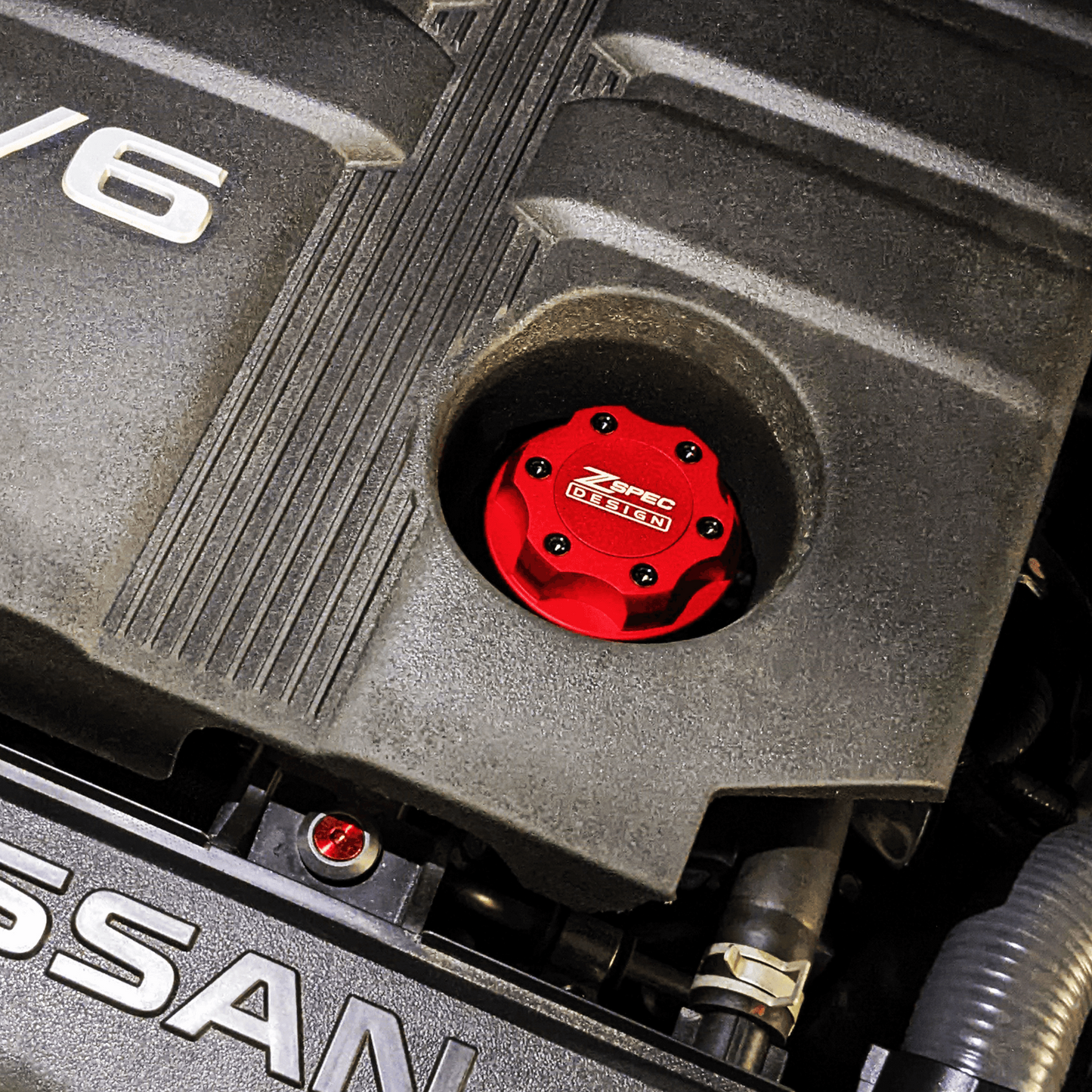 ZSPEC Billet Oil Filler Cap for Nissan/Infiniti/Datsun, Red Cap w/ Titanium Accents - Howling Moto