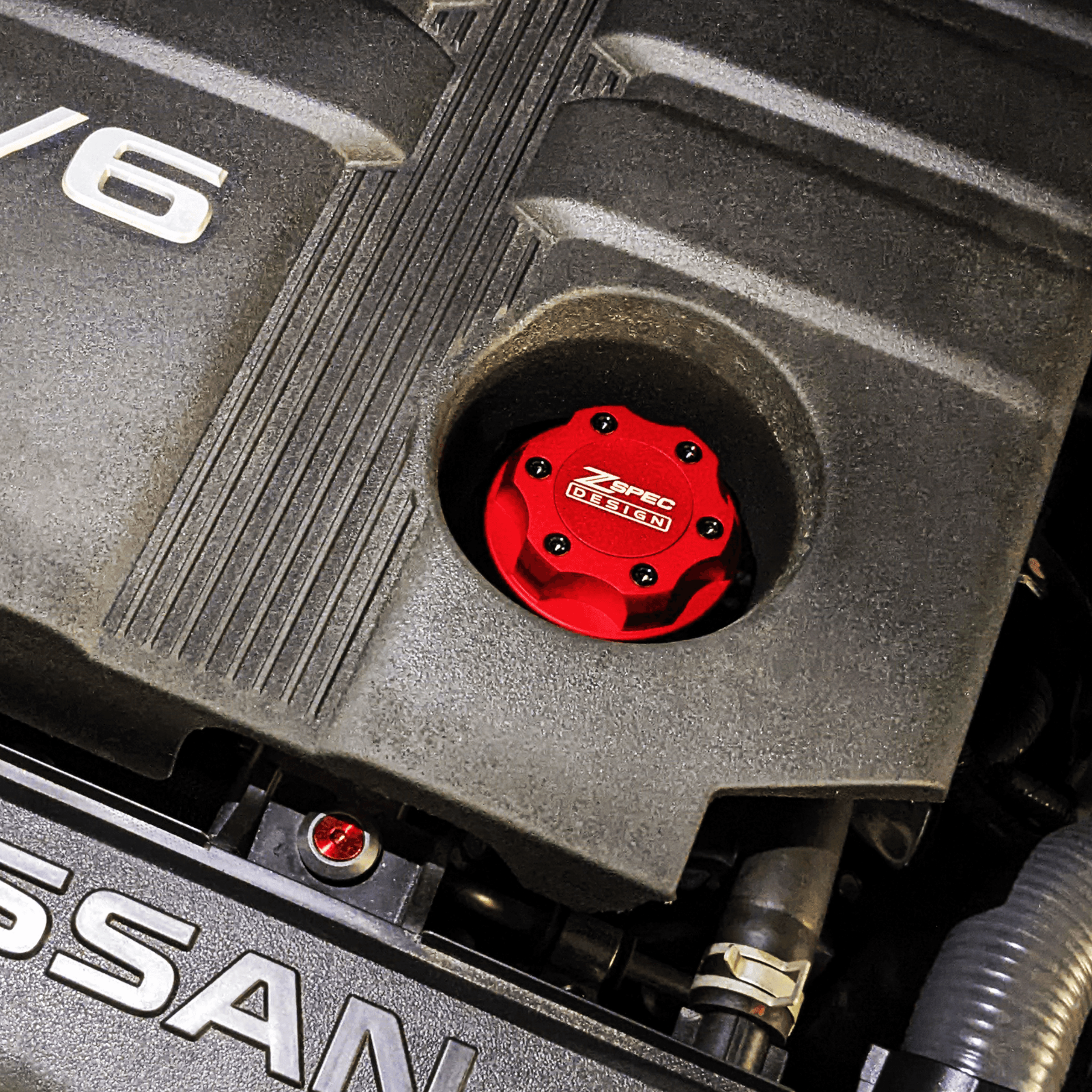 ZSPEC Billet Oil Filler Cap for Nissan/Infiniti/Datsun, Red Cap w/ Titanium Accents - Howling Moto