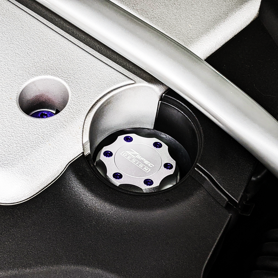 ZSPEC Billet Oil Filler Cap for Nissan/Infiniti/Datsun, Silver Cap w/ Titanium Accents - Howling Moto