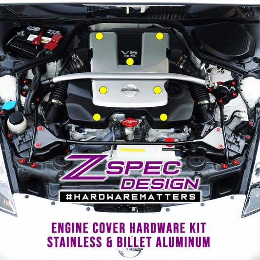 ZSPEC Engine Cover Fasteners for '03-09 Nissan 350z DE & HR, Stainless & Billet - Howling Moto