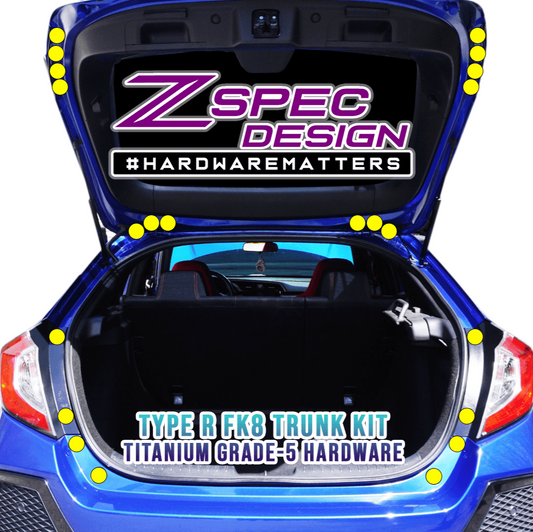 ZSPEC Dress Up Bolts® Trunk Fastener Kit for the Civic FK8 Type R, Titanium - Howling Moto