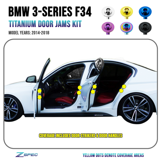 ZSPEC "Door Jams" Dress Up Bolts® Fastener Kit for '14-18 BMW 3-Series Titanium - Howling Moto