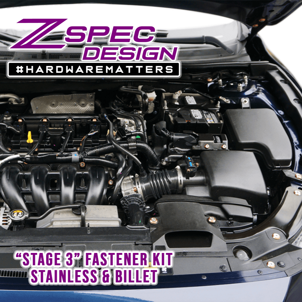 ZSPEC Stage-3 Dress Up Bolts® Fastener Kit for '14-17 Mazda3 2.0L, Stainless & Billet - Howling Moto