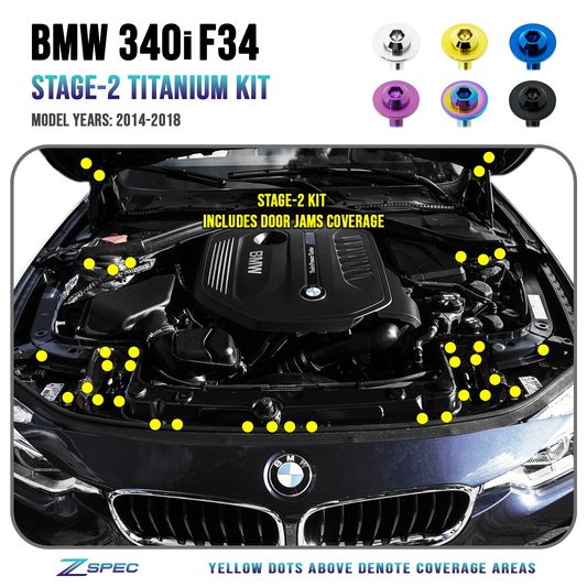 ZSPEC Stage-2 Dress Up Bolts® Fastener Kit for '14-18 BMW 340i F34 3.0T, Titanium - Howling Moto