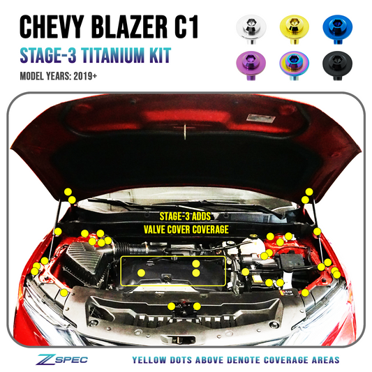 ZSPEC Stage-3 Dress Up Bolts® Fastener Kit for '19+ Chevy Blazer C1, Grade-5 Titanium - Howling Moto