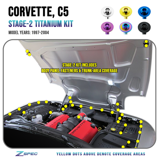 ZSPEC Stage-2 Dress Up Bolts® Fastener Kit, '97-04 C5 Corvette 5.7L LS6, Titanium - Howling Moto