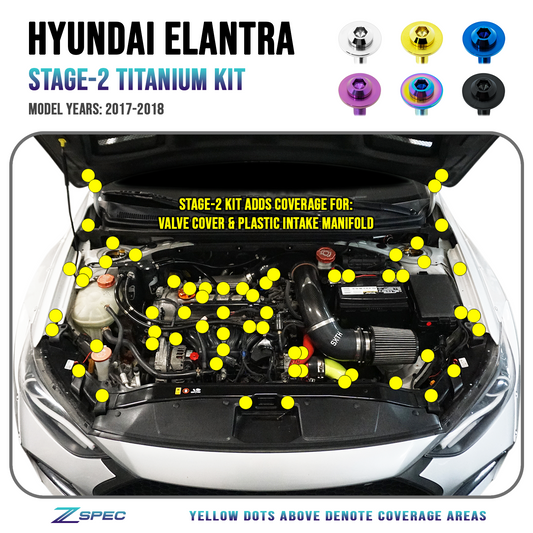 ZSPEC Stage-2 Dress Up Bolts® Fastener Kit for '17-18 Hyundai Elantra, Titanium - Howling Moto