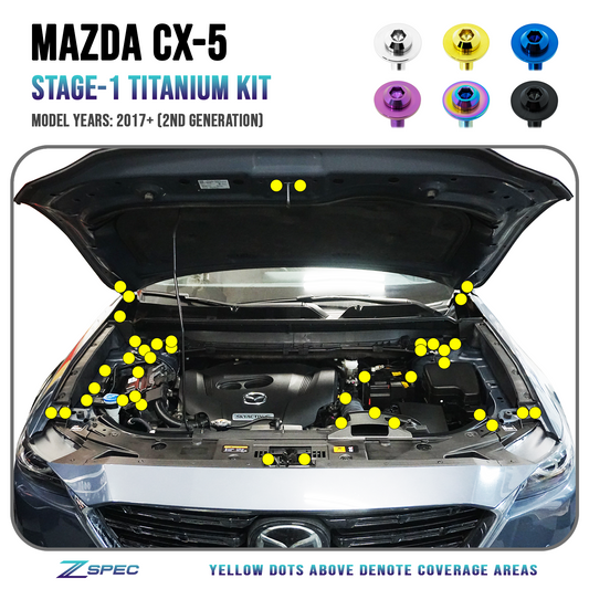 ZSPEC Stage-1 Dress Up Bolts® Fastener Kit for '17-23 Mazda CX-5, Titanium - Howling Moto