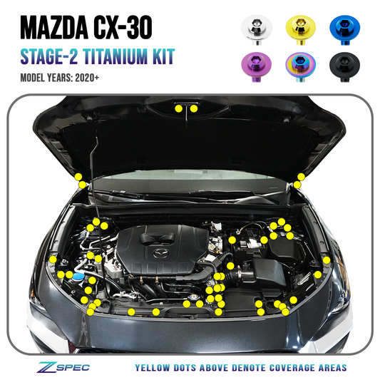 ZSPEC Stage-2 Dress Up Bolts® Fastener Kit for the '20-24 Mazda CX-30, Titanium - Howling Moto