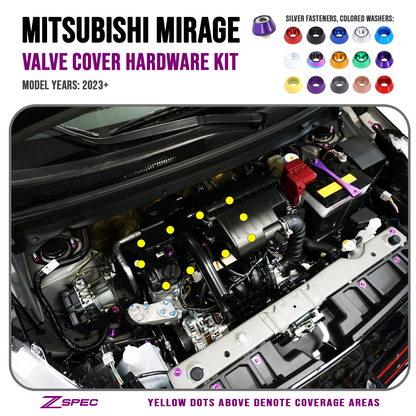 ZSPEC Valve Cover Dress Up Bolts® Fastener Kit for '23+ Mitsubishi Mirage, Stainless & Billet - Howling Moto