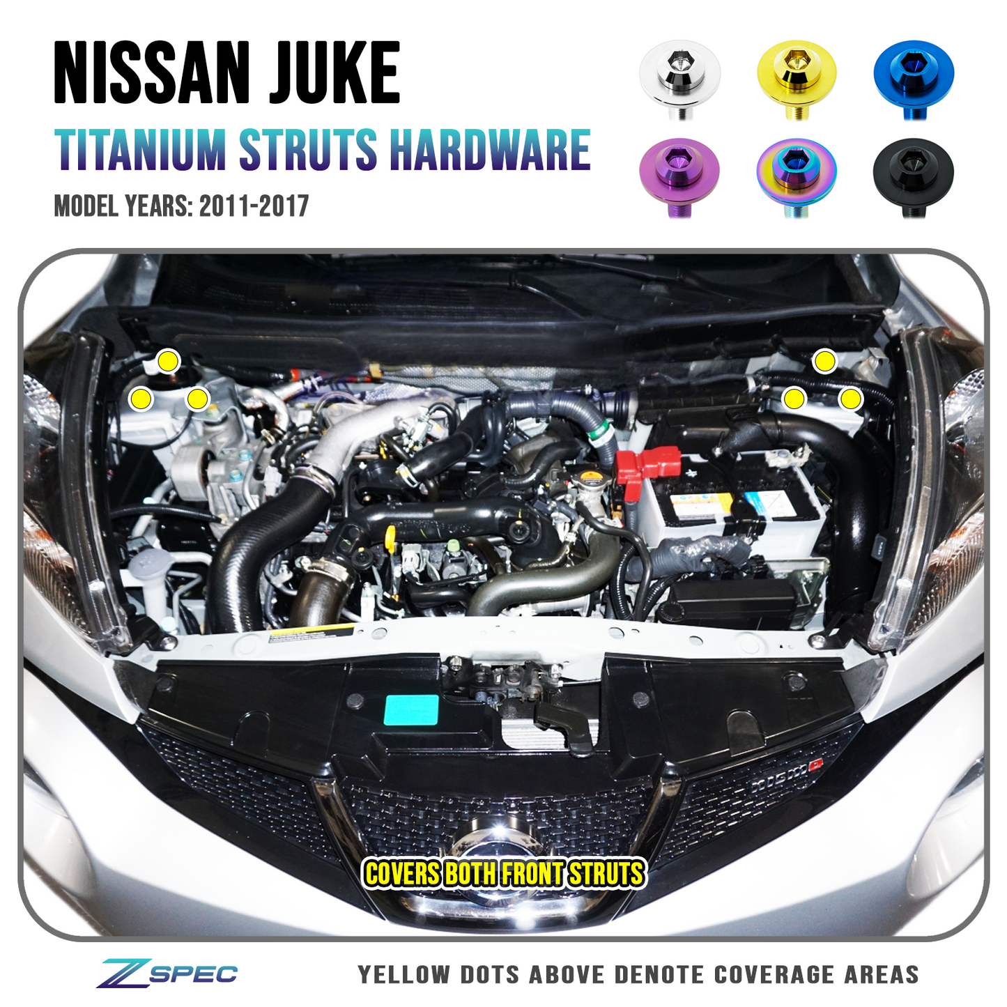 ZSPEC Front Struts Fastener Kit for Nissan Juke, Titanium - Howling Moto
