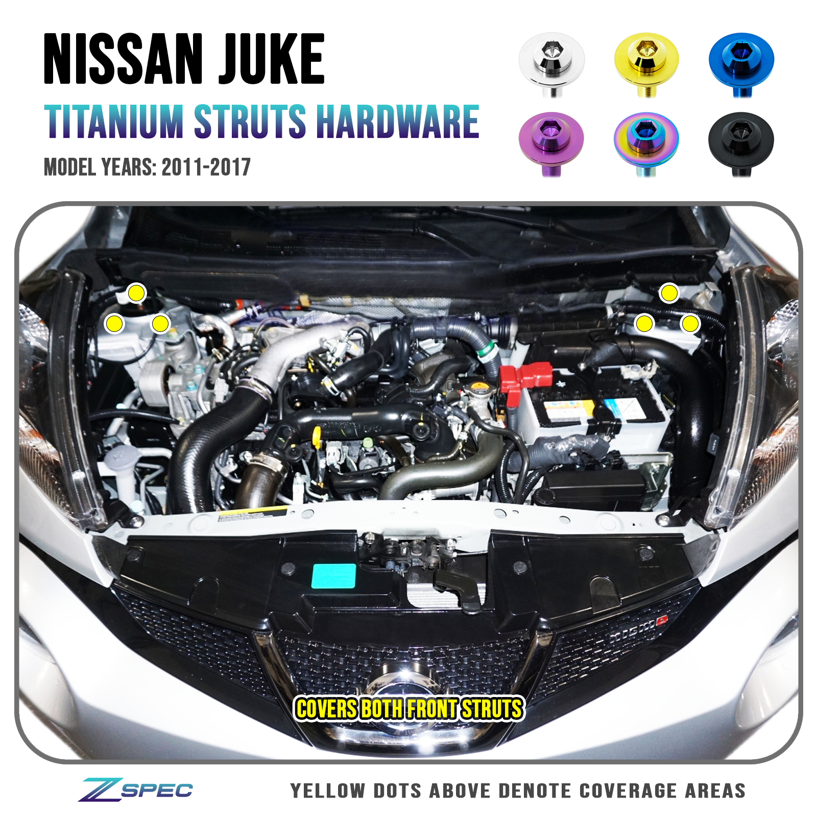 ZSPEC Front Struts Fastener Kit for Nissan Juke, Titanium - Howling Moto