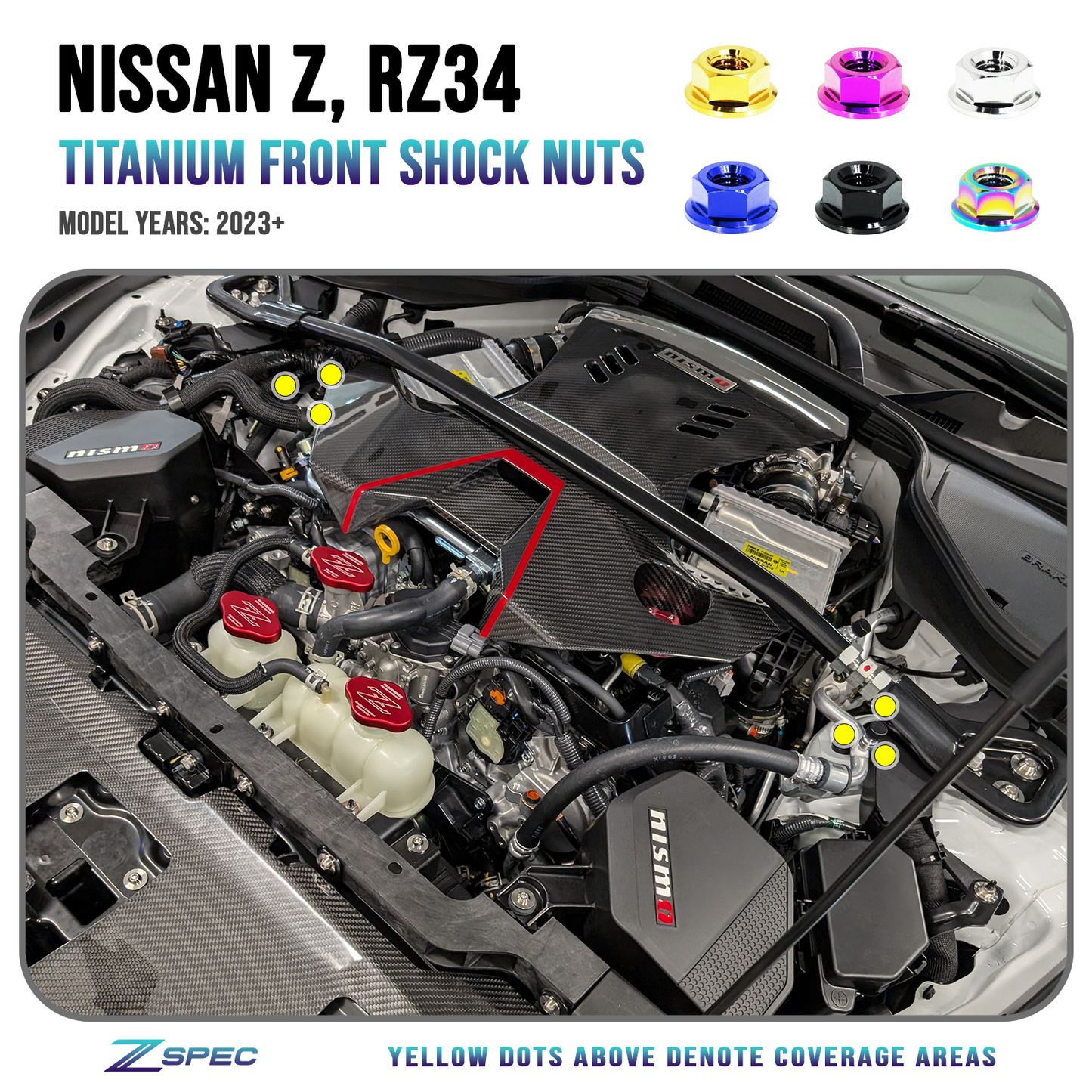 ZSPEC Shock Tower Nuts for '23+ Nissan Z RZ34, Titanium - Howling Moto