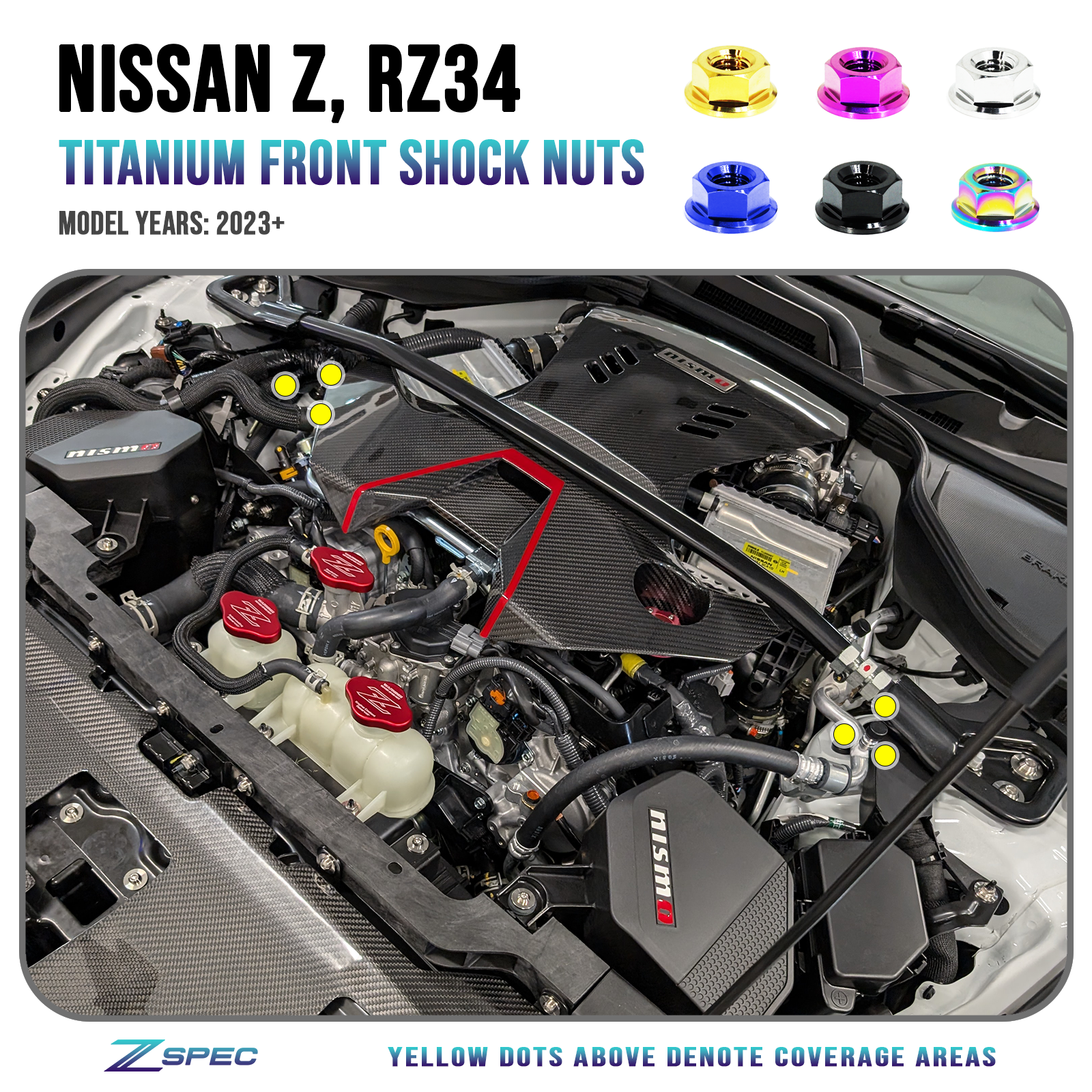 ZSPEC Shock Tower Nuts for '23+ Nissan Z RZ34, Titanium - Howling Moto