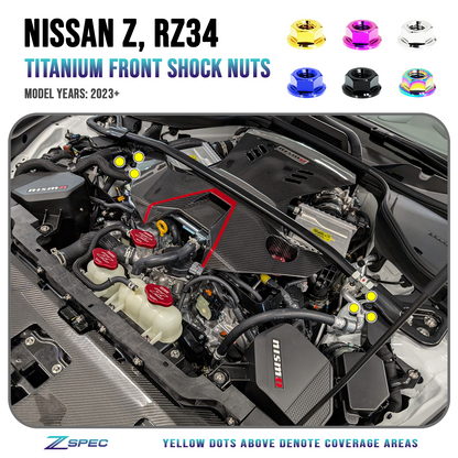 ZSPEC Shock Tower Nuts for '23+ Nissan Z RZ34, Titanium - Howling Moto