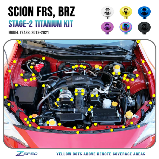 ZSPEC Stage-2 Dress Up Bolts® Fastener Kit for Scion FRS, Subaru BRZ, Toyota 86 '13-21, Titanium - Howling Moto