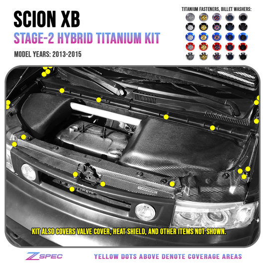 ZSPEC Stage-3 Dress Up Bolts® Fastener Kit for '03-15 Scion xB, Titanium & Billet - Howling Moto