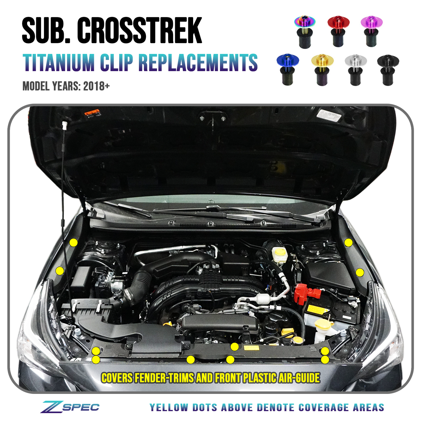 ZSPEC Titanium Plastic Clips Replacement Kit for Subaru CrossTrek '18-24 - Howling Moto