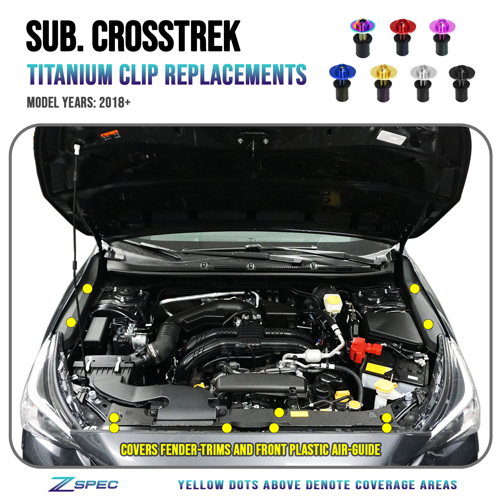 ZSPEC Titanium Plastic Clips Replacement Kit for Subaru CrossTrek '18-24 - Howling Moto